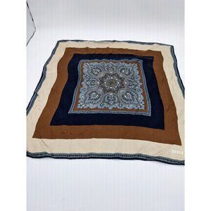 Vintage scarf by Dorce  brown blue 22x23.5 in